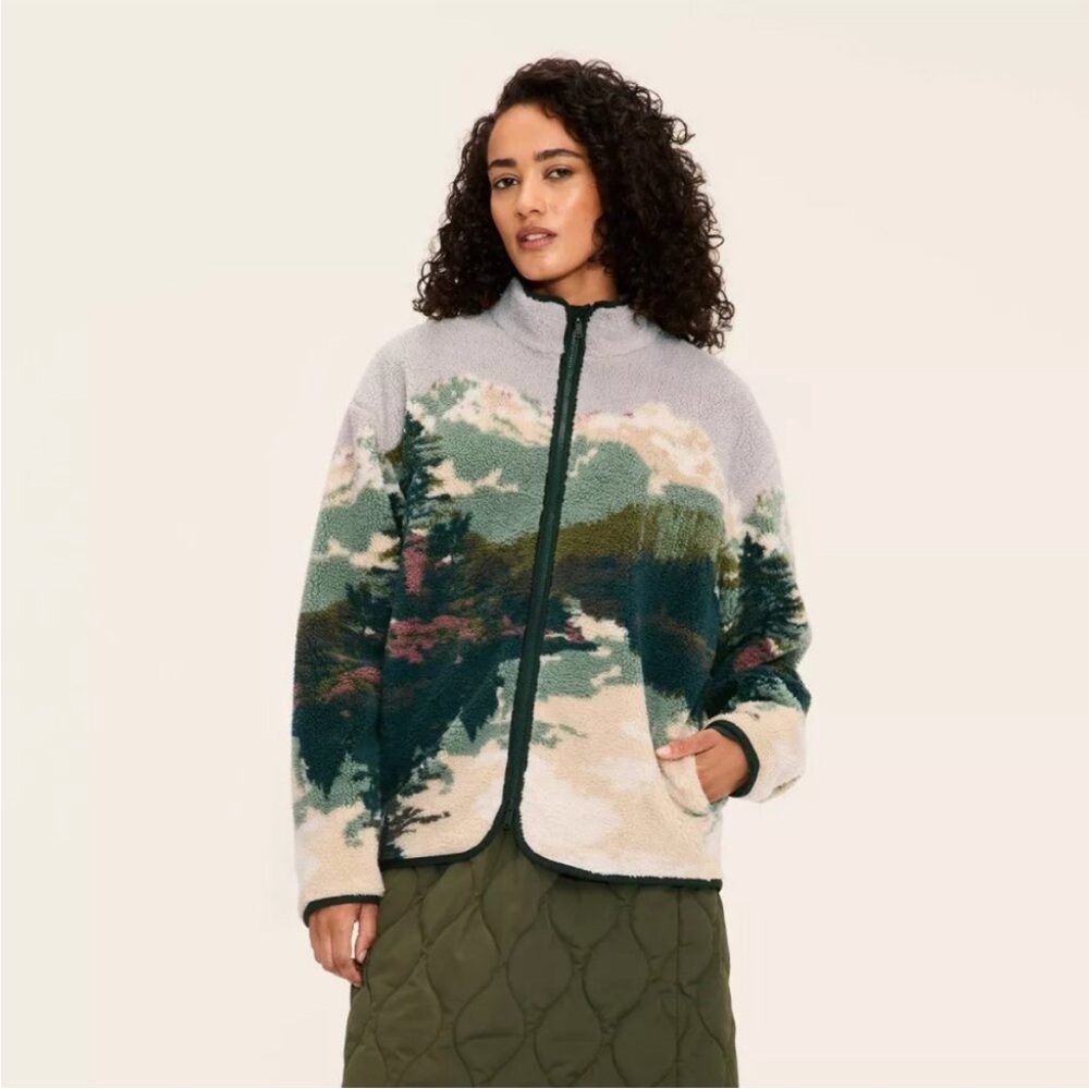 Woolrich x Target Adult Printed Landscape Zip Up Fleece Jacket Medium Unisex
